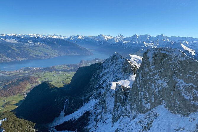 Helicopter tour to the Stockhorn mountain, with great view to the Swiss Alps - Taking off over Belp Berg