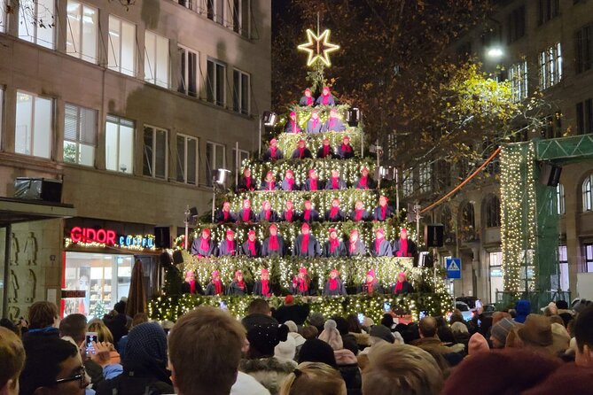 Zurich Christmas Market Tour - The Swarovski tree inside Zurich’s main station